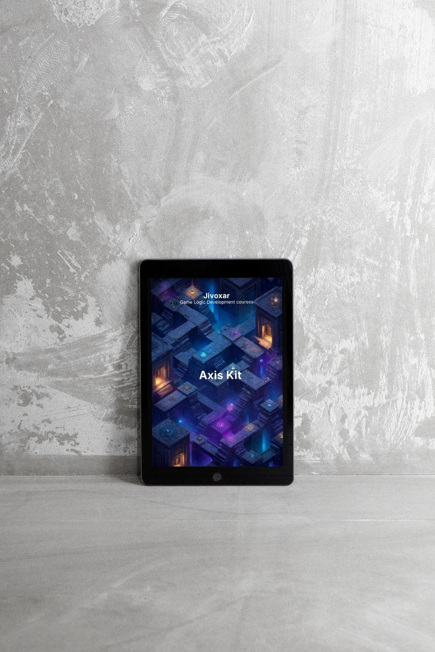 Tablet with a colorful display on a gray surface