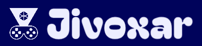 Jivoxar logo with a stylized video game controller icon on a blue background