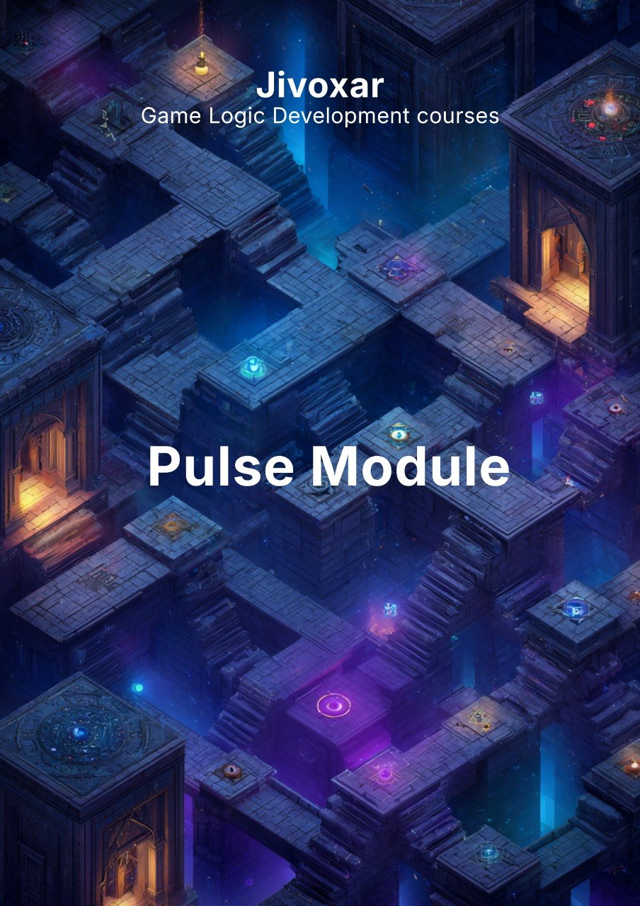 Game logic development course module with isometric game design and Jivoxar branding.